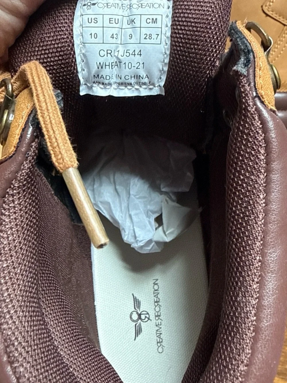 Creative Recreation Tan and Brown High-Top Men’s boots size 10 NIB
